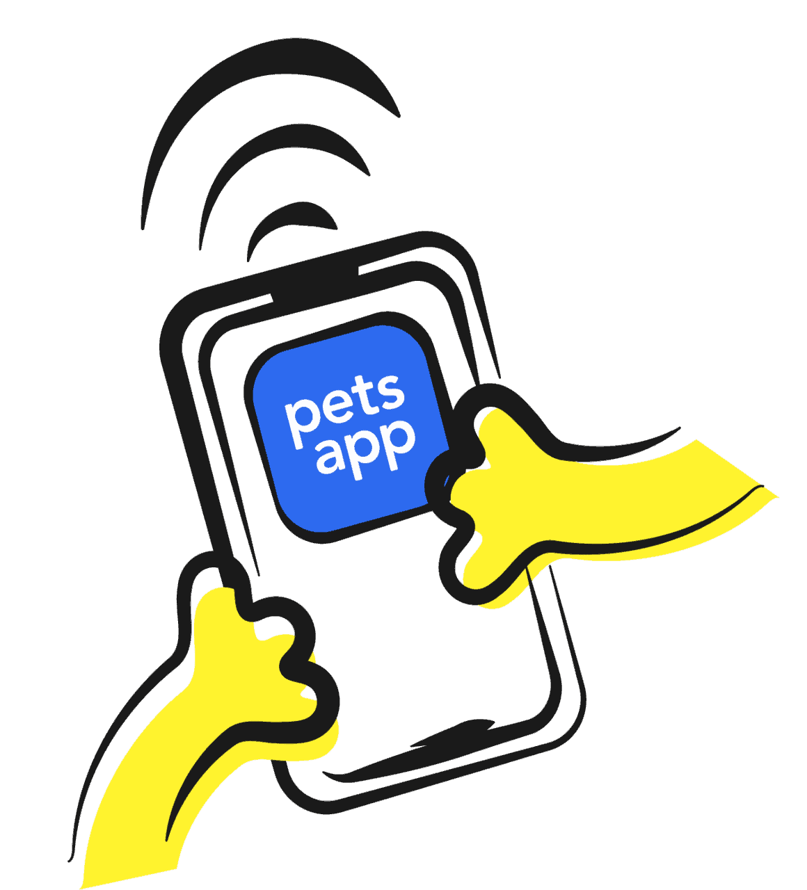 Pet app icon on mobile device, digital pet management, veterinary pet care app logo.